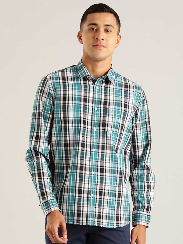 Indian Terrain Men Checkered Green Shirt